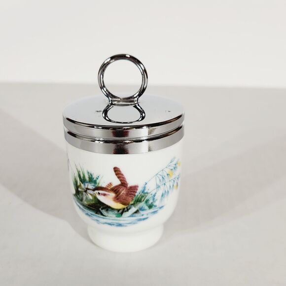Royal Worcester Egg Coddler Porcelain Wren and Finch Bird Nature England *Rust - Picture 7 of 12